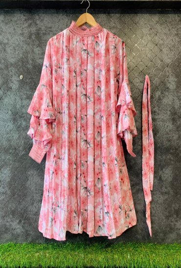 Imported stuff presents neck n sleeve lace elastic pleated flower print in fresh cool chart tunic cum dress Imported stuff presents neck n sleeve lace elastic pleated flower print in fresh cool chart tunic cum dress