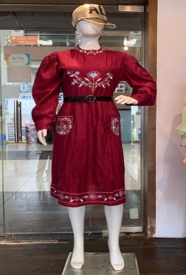 Imported stuff s present luxrious embroidery pocket long tunic cum western dress Imported stuff s present luxrious embroidery pocket long tunic cum western dress
