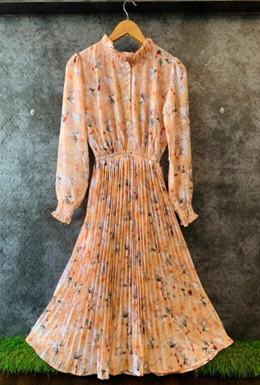 Imported stuff s present printed crush nexh frill hand smoking long western dress Imported stuff s present printed crush nexh frill hand smoking long western dress