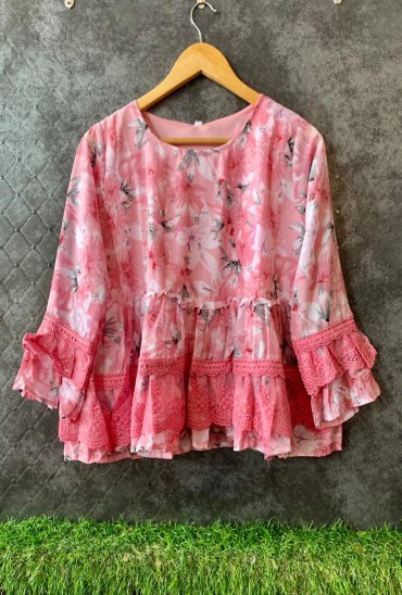 Imported stuff s present lace flower printed crop top Imported stuff s present lace flower printed crop top
