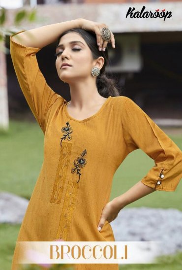 KALAROOP BROCCOLI RAYON HANDWORK CASUAL KURTIS KALAROOP BROCCOLI RAYON HANDWORK CASUAL KURTIS