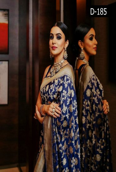 ROYAL BLUE GOLD GEORGETTE SILK BANARASI SAREES ROYAL BLUE GOLD GEORGETTE SILK BANARASI SAREES