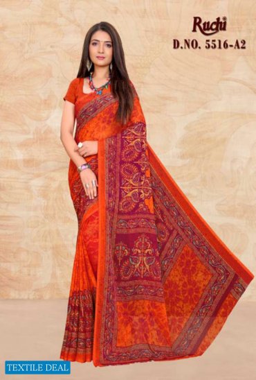 Ruchi Kesariya Chiffon 5516 Wholesale Shopping Chiffon Sarees Ruchi Kesariya Chiffon 5516 Wholesale Shopping Chiffon Sarees