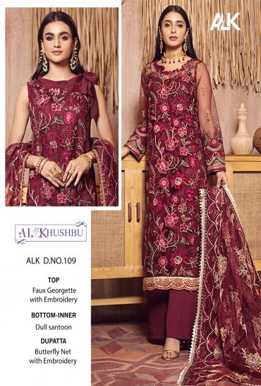 AL KHUSHBU D NO 109 GEORGETTE STYLISH PAKISTANI DESIGNER SUITS COLLECTION AL KHUSHBU D NO 109 GEORGETTE STYLISH PAKISTANI DESIGNER SUITS COLLECTION