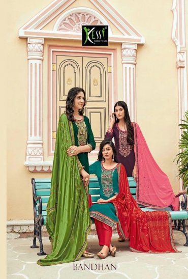 BANDHAN BY KESSI JAM SILK EMBROIDERY CASUAL DRESS MATERIALS BANDHAN BY KESSI JAM SILK EMBROIDERY CASUAL DRESS MATERIALS