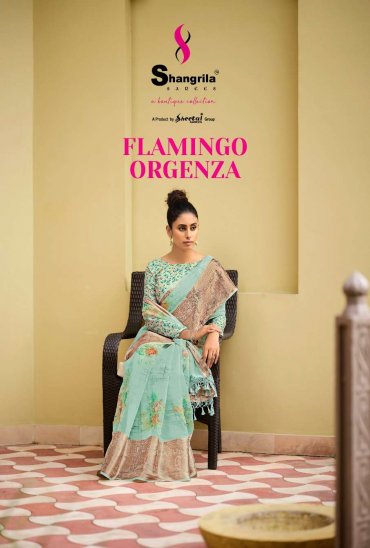 SHANGRILA FLAMINGO ORGENZA WITH JEQUARD BORDER SAREES WHOLESALE SHANGRILA FLAMINGO ORGENZA WITH JEQUARD BORDER SAREES WHOLESALE
