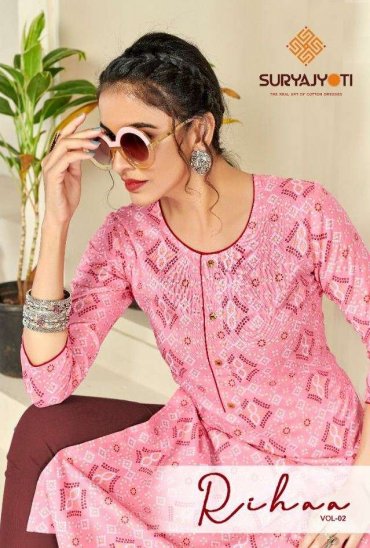 SURYAJYOTI RIHAA VOL 2 COTTON PRINTED KURTI WHOLESALER IN SURAT SURYAJYOTI RIHAA VOL 2 COTTON PRINTED KURTI WHOLESALER IN SURAT