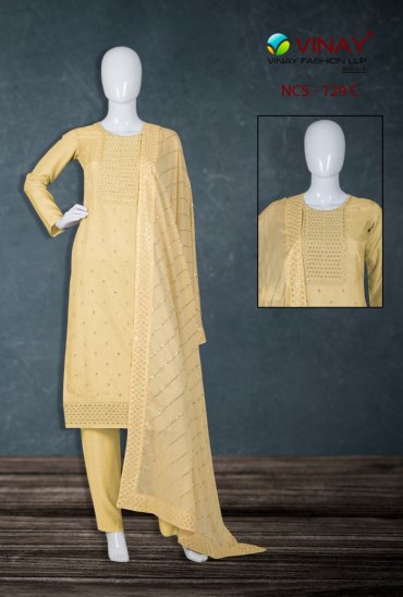 VInay NCS-129 Wholesale Dola With Embroidery Salwar Kameez VInay NCS-129 Wholesale Dola With Embroidery Salwar Kameez