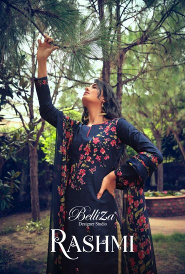 BELLIZA DESIGNER RASHMI COTTON UNSTITCHED DRESS WITH 3MTR BOTTOM BELLIZA DESIGNER RASHMI COTTON UNSTITCHED DRESS WITH 3MTR BOTTOM