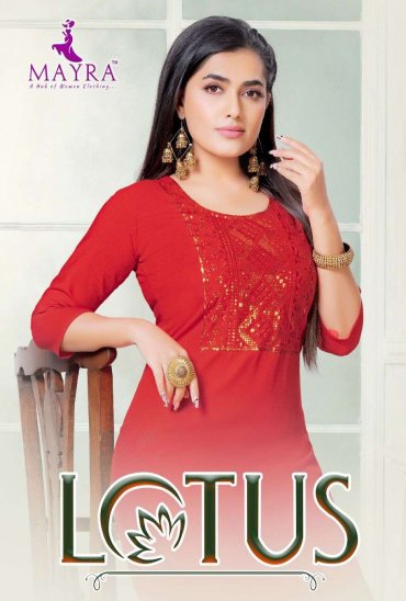 LOTUS BY MAYRA HEAVY REYON LIQUID SLUB WITH SEQUENCE EMBROYDREY AND STICHING PATTERN KURTI CATALOG WHOLESALER BEST RATE LOTUS BY MAYRA HEAVY REYON LIQUID SLUB WITH SEQUENCE EMBROYDREY AND STICHING PATTERN KURTI CATALOG WHOLESALER BEST RATE
