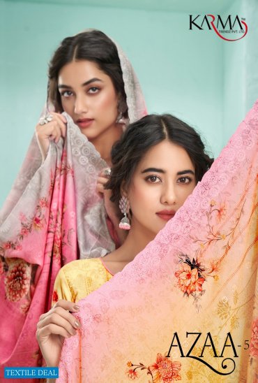 Karma Azaa Vol-5 Wholesale Pure Jam Cotton Work Dress Karma Azaa Vol-5 Wholesale Pure Jam Cotton Work Dress