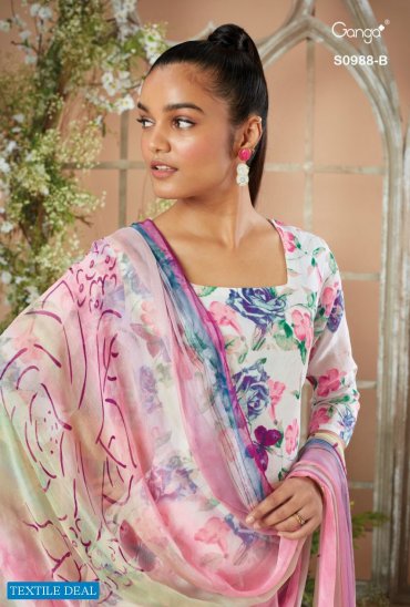 Ganga Inna S0988 Wholesale Premium Cotton Organdy Printed Dress Material Ganga Inna S0988 Wholesale Premium Cotton Organdy Printed Dress Material
