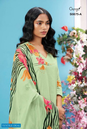Ganga Ailee S0875 Wholesale Premium Cotton Hand Work Salwar Suits Ganga Ailee S0875 Wholesale Premium Cotton Hand Work Salwar Suits