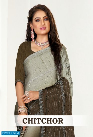 Ronisha Chitchor Wholesale Chinon Chiffon Swaroski Work Sarees Ronisha Chitchor Wholesale Chinon Chiffon Swaroski Work Sarees