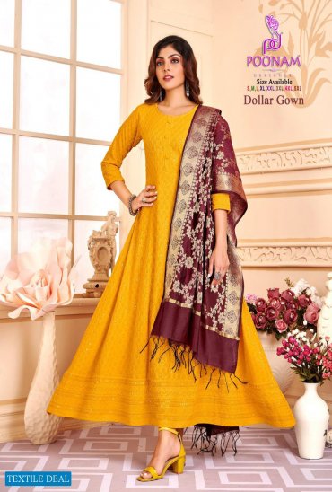 POONAM DOLLAR GOWN CHIKAN WORK GOWN WITH BANARASI DUPATTA POONAM DOLLAR GOWN CHIKAN WORK GOWN WITH BANARASI DUPATTA