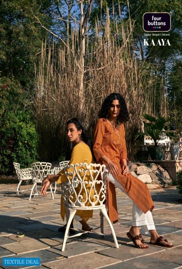 Four Buttons Kaaya Wholesale Pure Cotton Woven Stripes Long Kurtis Catalogs Four Buttons Kaaya Wholesale Pure Cotton Woven Stripes Long Kurtis Catalogs