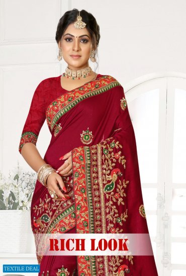 Ronisha Rich Look Wholesale Vichitra Silk With Work Sarees Ronisha Rich Look Wholesale Vichitra Silk With Work Sarees