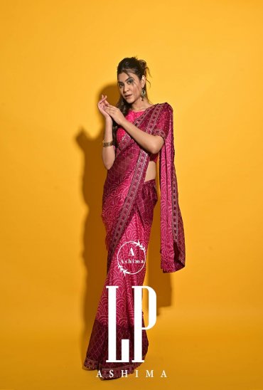 Ashima LP Ashima Wholesale Moss Chiffon Bandhani Print Sarees Ashima LP Ashima Wholesale Moss Chiffon Bandhani Print Sarees