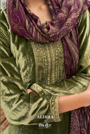 Omtex Alisha Wholesale Soft Velvet With Work Winter Salwar Suits Omtex Alisha Wholesale Soft Velvet With Work Winter Salwar Suits