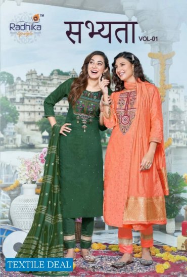 Radhika Sabhyata Vol-1 Wholesale Kurti Pant With Dupatta Catalogs Radhika Sabhyata Vol-1 Wholesale Kurti Pant With Dupatta Catalogs