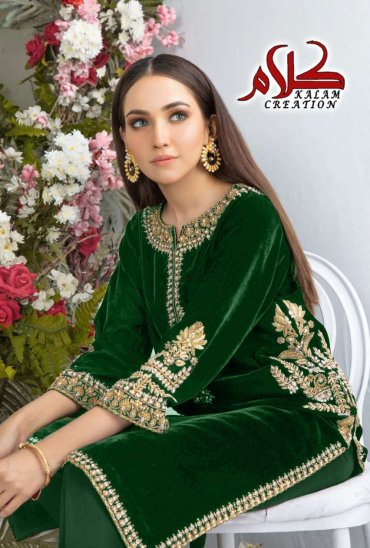 KALAM CREATION 1116 PAKISTANI WINTER VELVET KURTI WITH PANT PAIR KALAM CREATION 1116 PAKISTANI WINTER VELVET KURTI WITH PANT PAIR