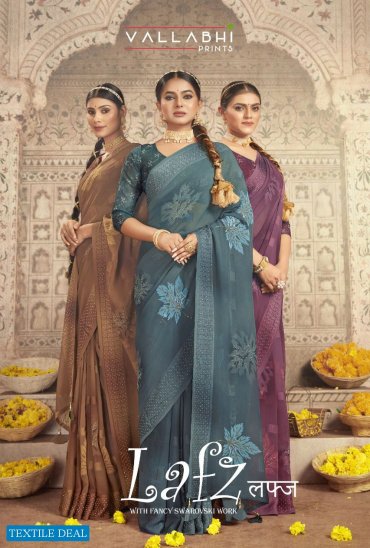 Vallabhi Lafz Wholesale Georgette Saroski Work Indian Sarees Vallabhi Lafz Wholesale Georgette Saroski Work Indian Sarees