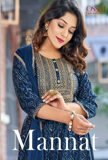 OSSM Mannat Wholesale Chanderi Modal Foil Print Kurti And Chander Bottom And Chinon Dupatta OSSM Mannat Wholesale Chanderi Modal Foil Print Kurti And Chander Bottom And Chinon Dupatta