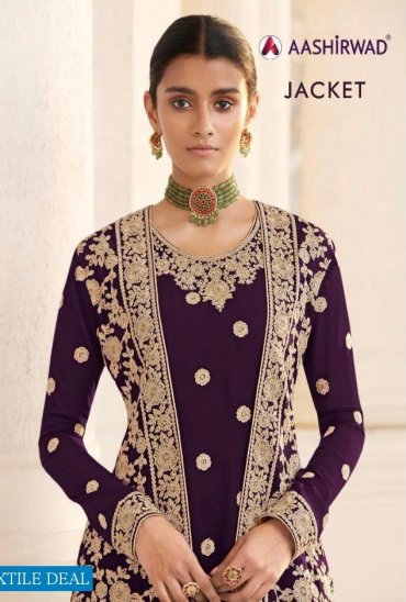 AASHIRWAD LAUNCH JACKET GEORGETTE EMBROIDERY CLASSY LOOK SUITS AASHIRWAD LAUNCH JACKET GEORGETTE EMBROIDERY CLASSY LOOK SUITS