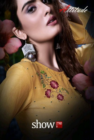 ATTITUDE PRESENT SHOW ME CHINON SOFT SILK EMBROIDERY KURTI WITH PANT WHOLESALER ATTITUDE PRESENT SHOW ME CHINON SOFT SILK EMBROIDERY KURTI WITH PANT WHOLESALER