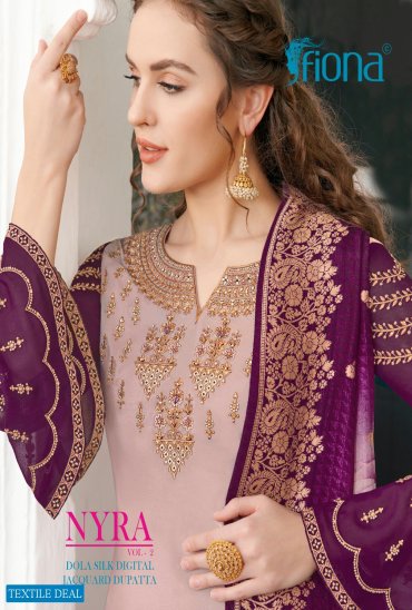 Fiona Nyra Vol-2 Dola Silk Digital jacquard Dupatta Festive Salwar Kameez Fiona Nyra Vol-2 Dola Silk Digital jacquard Dupatta Festive Salwar Kameez
