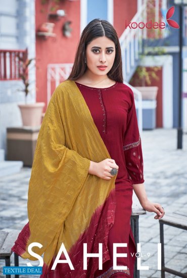 Koodee Saheli Vol-9 Wholesale Kurti With Pant And Dupatta Koodee Saheli Vol-9 Wholesale Kurti With Pant And Dupatta
