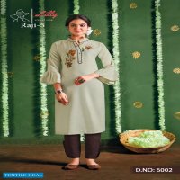 RAJI VOL 5 BY LILLY COTTON WORK LONG KURTI WITH PANT COLLECTION
