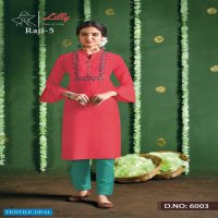 RAJI VOL 5 BY LILLY COTTON WORK LONG KURTI WITH PANT COLLECTION