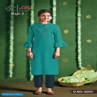 RAJI VOL 5 BY LILLY COTTON WORK LONG KURTI WITH PANT COLLECTION