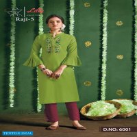 RAJI VOL 5 BY LILLY COTTON WORK LONG KURTI WITH PANT COLLECTION
