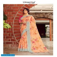 LIFESTYLE VASUNDHARA COTTON PRINTED LINEN COTTON SAREE SUPPLIER