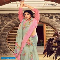LIFESTYLE VASUNDHARA COTTON PRINTED LINEN COTTON SAREE SUPPLIER