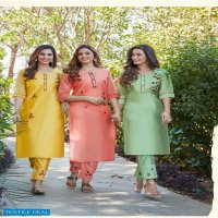 Parra Albela Vol-1 Wholesale Casual Shopping Model Chanderi With Khatli Work Kurti With Pants