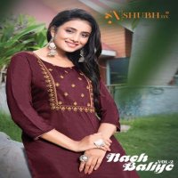 SHUBH NX NACH BALIYE VOL 2 VISCOSE SLUB EMBROIDERY FORMAL WEAR KURTIS
