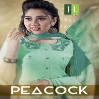 PEACOCK BY HIRWA HEAVY CHINNON WITH INNER (EMBROIDERY + HAND WORK) KURTI CATALOG