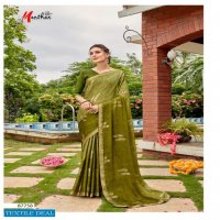 Manthan Hiral Wholesale Black Moss Chiffon Indian Sarees