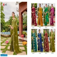 Manthan Hiral Wholesale Black Moss Chiffon Indian Sarees