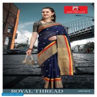 Art Decor Royal Thread Wholesale Handloom Cotton Base Sarees