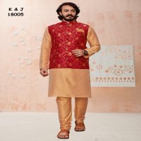 k&J Jacquard Coti 18001 Series Wholesale Mens Kurta With Pajama And Koti