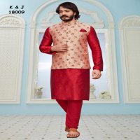 k&J Jacquard Coti 18001 Series Wholesale Mens Kurta With Pajama And Koti