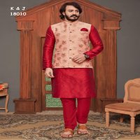 k&J Jacquard Coti 18001 Series Wholesale Mens Kurta With Pajama And Koti