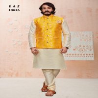 k&J Jacquard Coti 18001 Series Wholesale Mens Kurta With Pajama And Koti