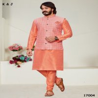 K&J Lucknowi Koti wholesale Designer Mens Kurtia With Pajama And Lucknowi Koti