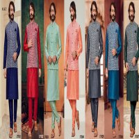 K&J Lucknowi Koti wholesale Designer Mens Kurtia With Pajama And Lucknowi Koti