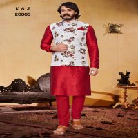 K&J Printed Koti Wholesale Mens Kurta With Pajama And Koti
